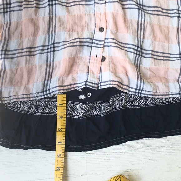 Free People Behind The Funnel Pink Plaid Buttoned - Picture 8 of 16